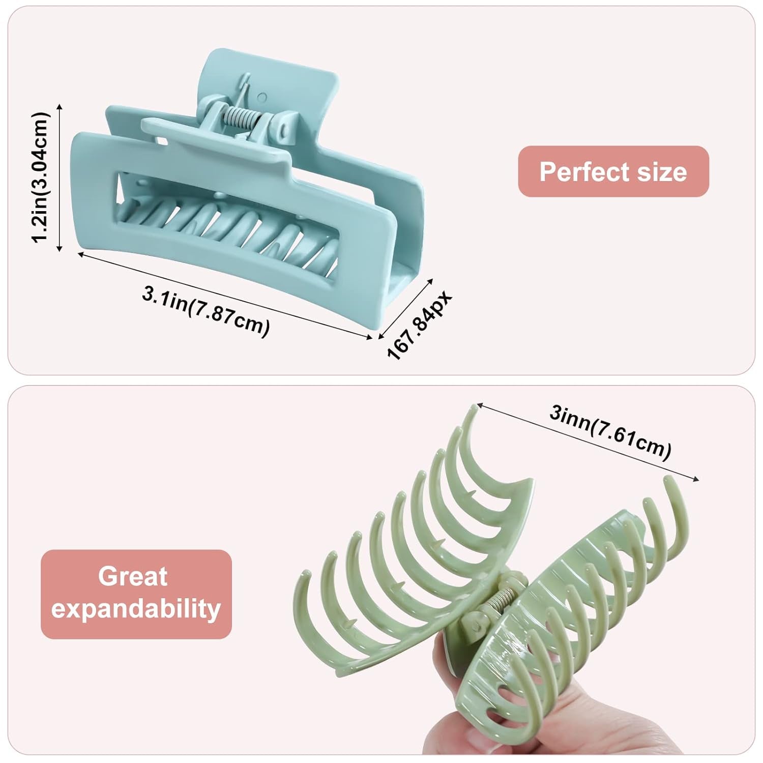 8 Colors Hair Clips Claw Clips Hair Claw Clips, 2 Styles Nonslip Medium Large Jaw Clip for Women Girls, 4 Square Matte and 4 Bright Acrylic Hair Clamps for Thick Thin Fine Long Hair -Style A